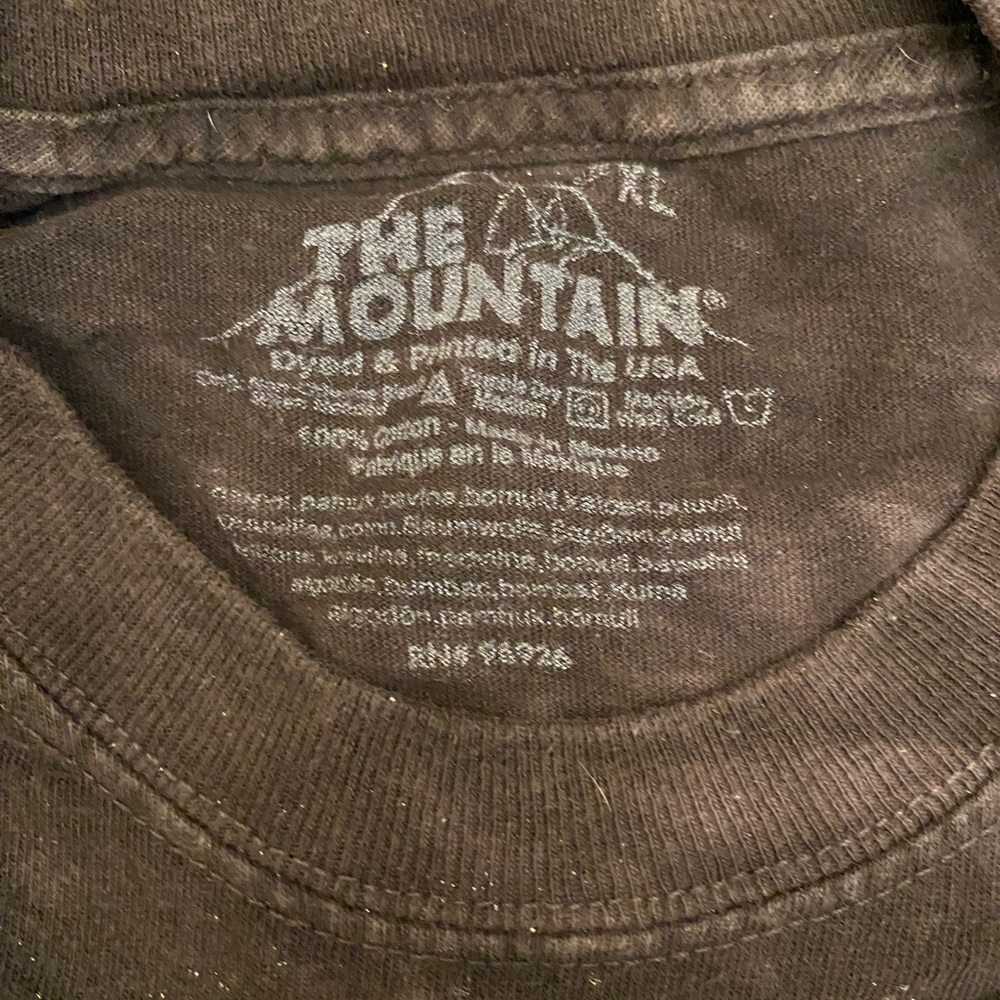 The Mountain Black Crewneck T-Shirt with White Logo Print - Picture 2 of 3